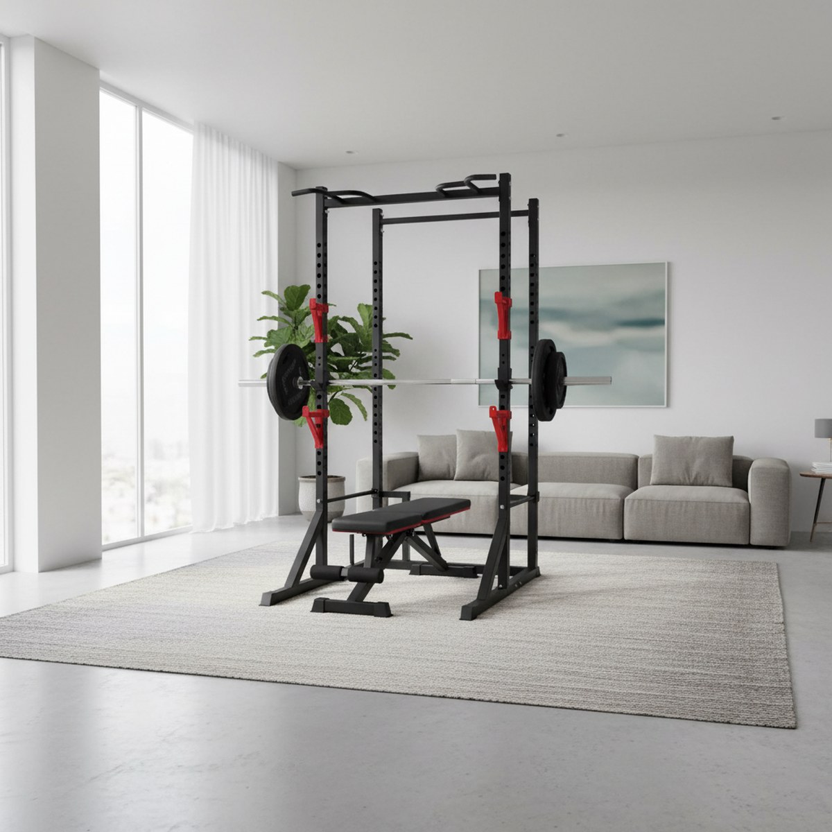 Adjustable Power Rack with Pul - Home Bar And Gym recension och pris