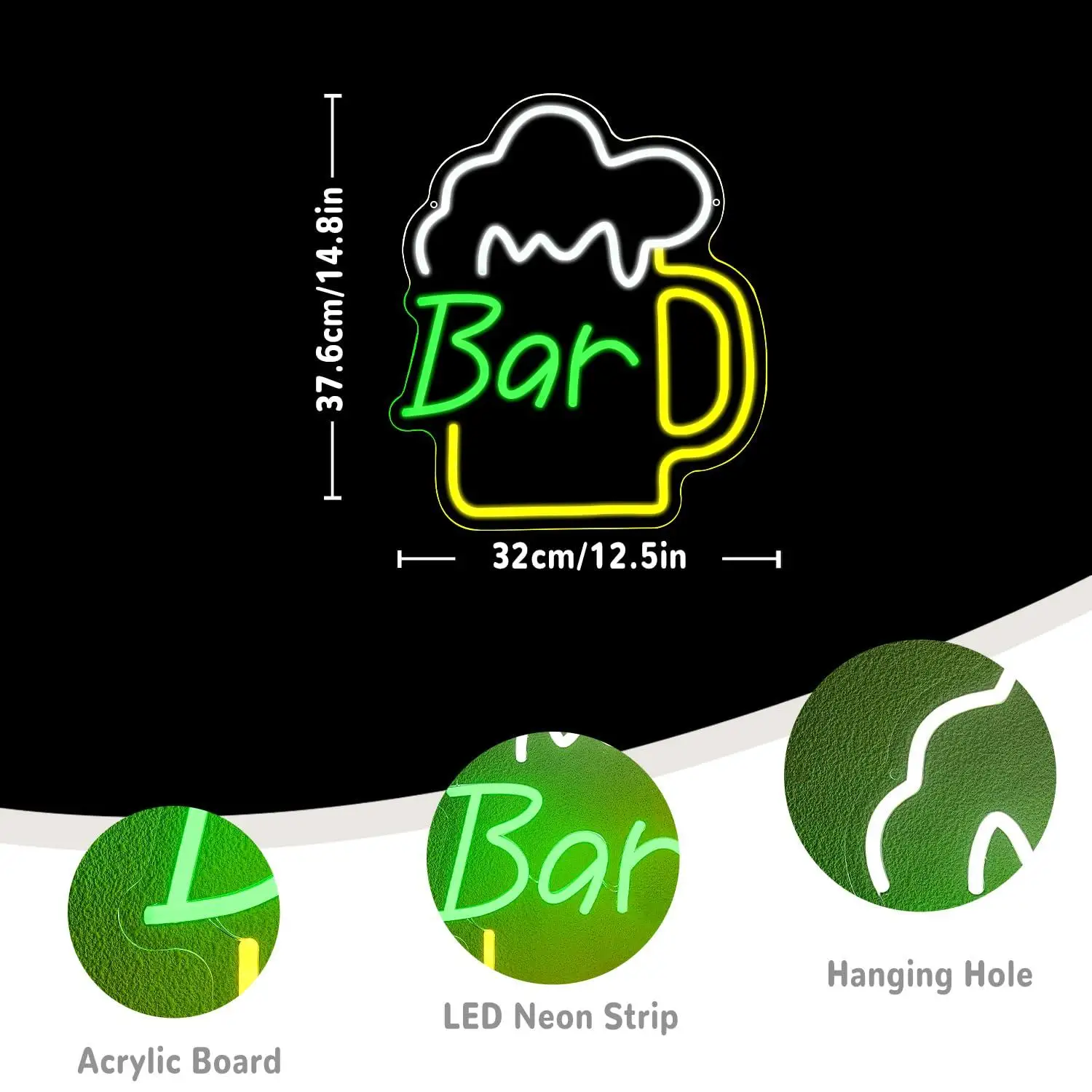 Beer Bar Neon Sign USB Dimmabl - Home Bar And Kitchen recension och pris